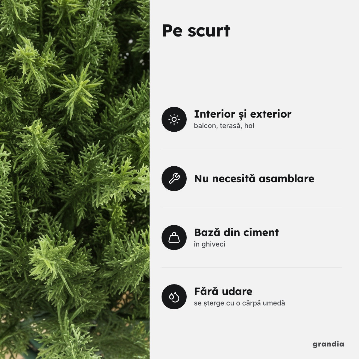 Cedru artificial 55 cm, ghiveci Ø14,5 – Pe scurt