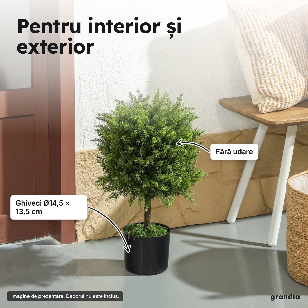 Cedru artificial 55 cm, ghiveci Ø14,5 – Pentru interior și exterior