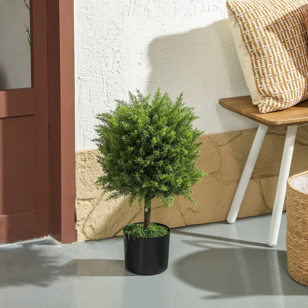 Planta Artificiala Cedru, Rezistenta la Raze UV cu Ghiveci, Ø14,5x55 cm, Verde 2