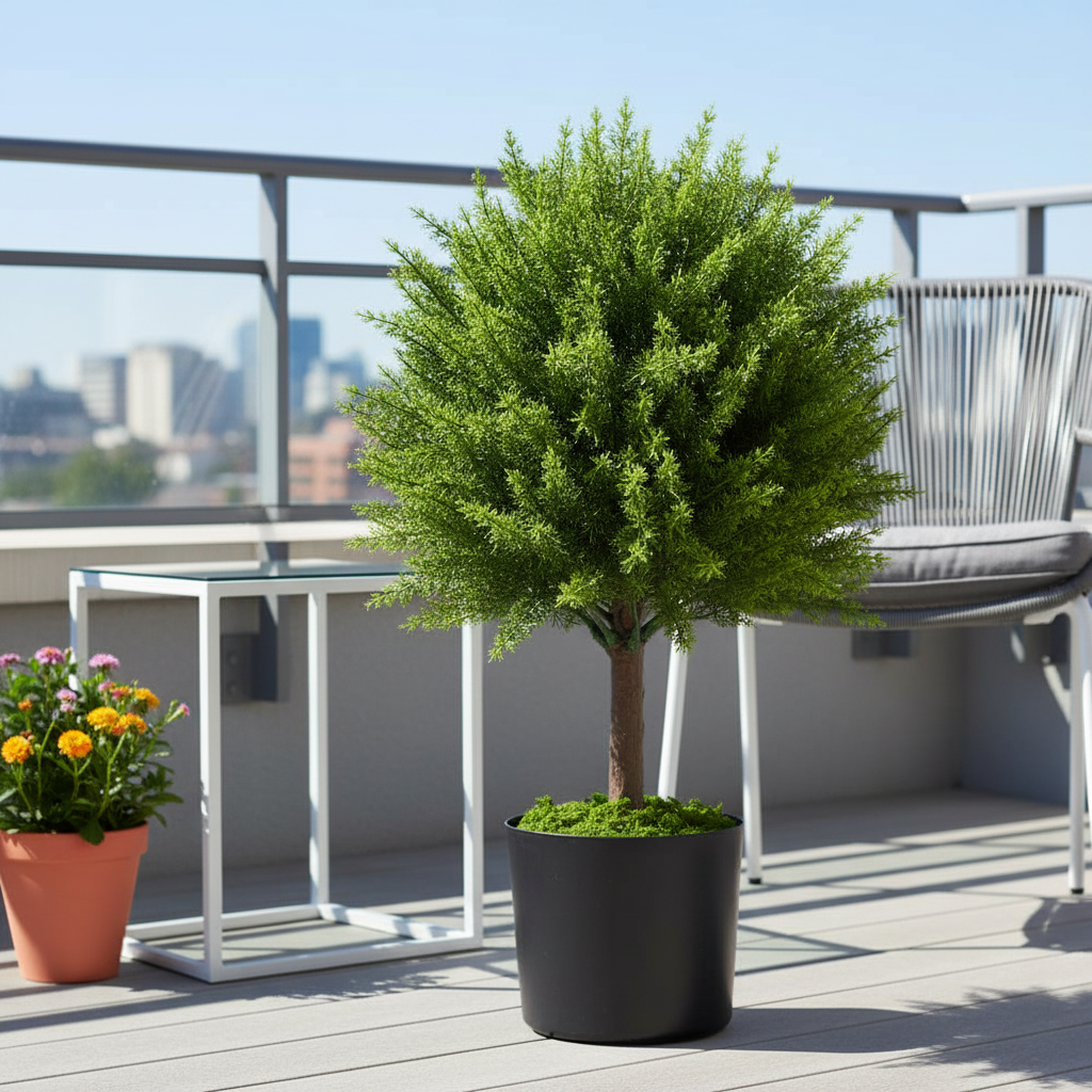 Planta Artificiala Cedru, Rezistenta la Raze UV cu Ghiveci, Ø14,5x55 cm, Verde 5