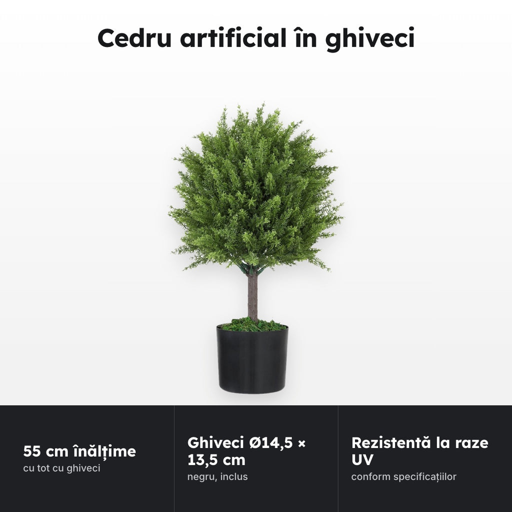 Cedru artificial 55 cm, ghiveci Ø14,5 – Cedru artificial în ghiveci