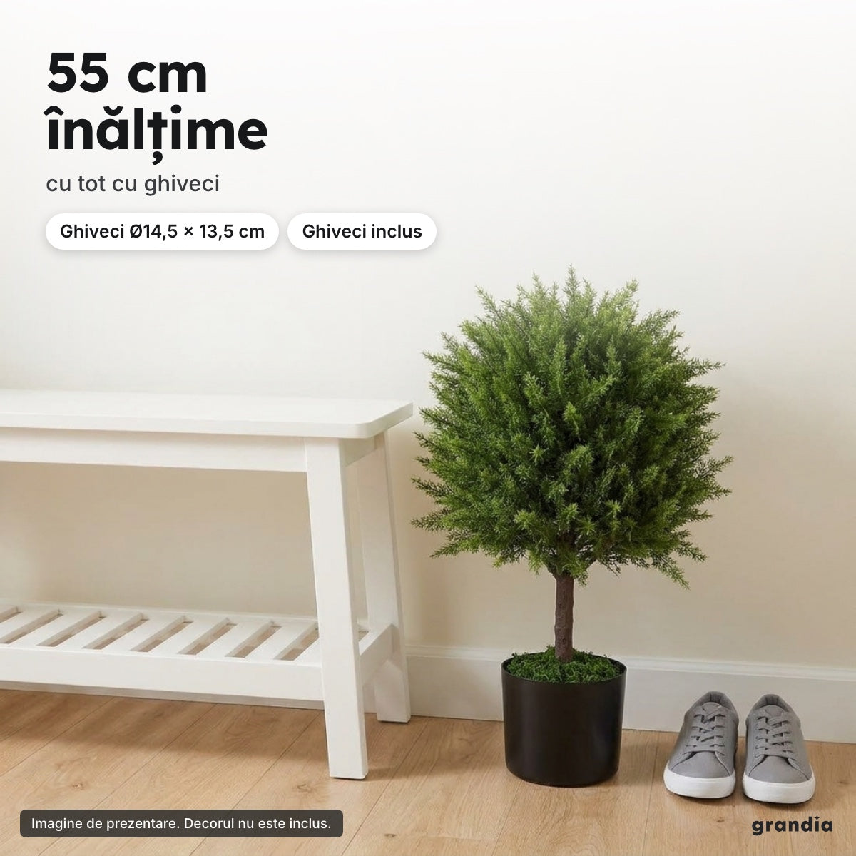 Cedru artificial 55 cm, ghiveci Ø14,5 – 55 cm înălțime