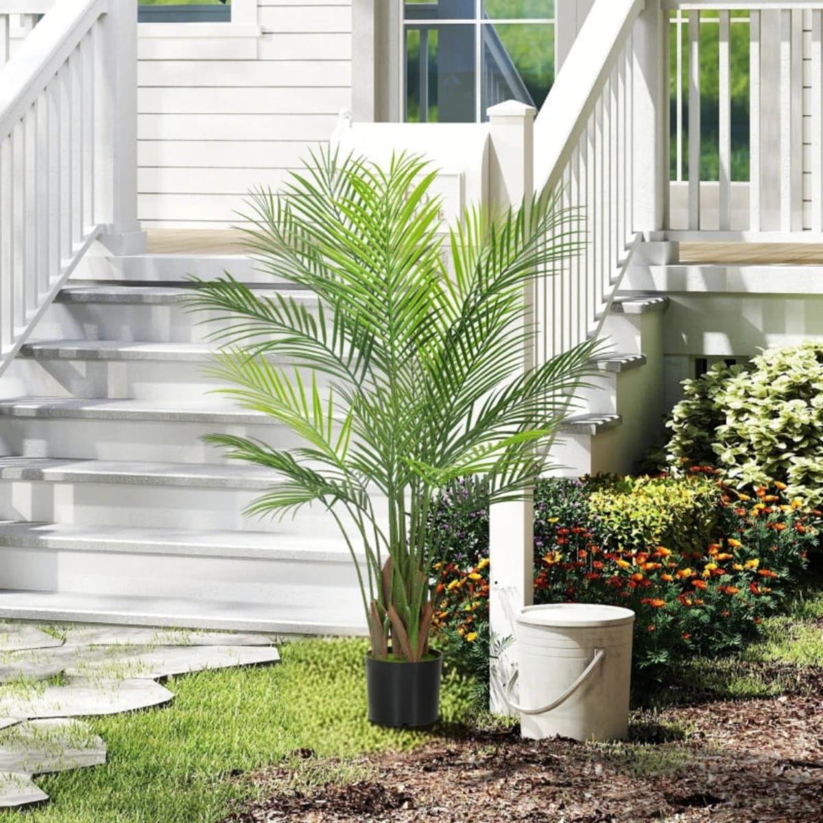 Planta artificiala interioara 120 cm, palmier arbore artificial cu ghiveci din plastic 3