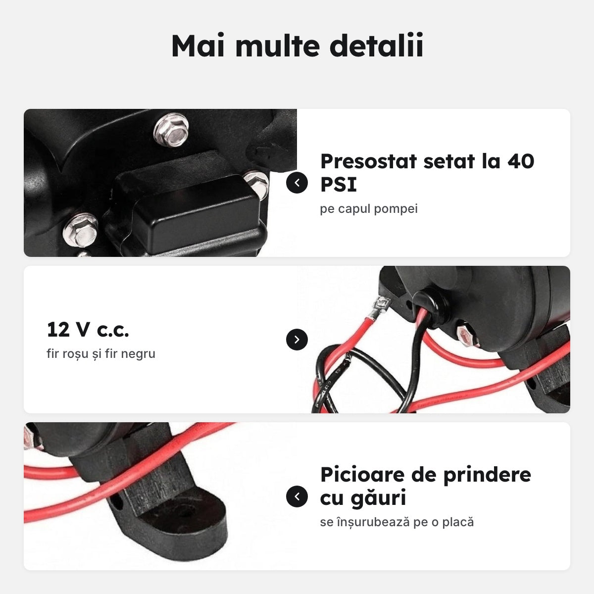 Pompă de apă 12 V cu diafragmă, 17 L/min – Mai multe detalii