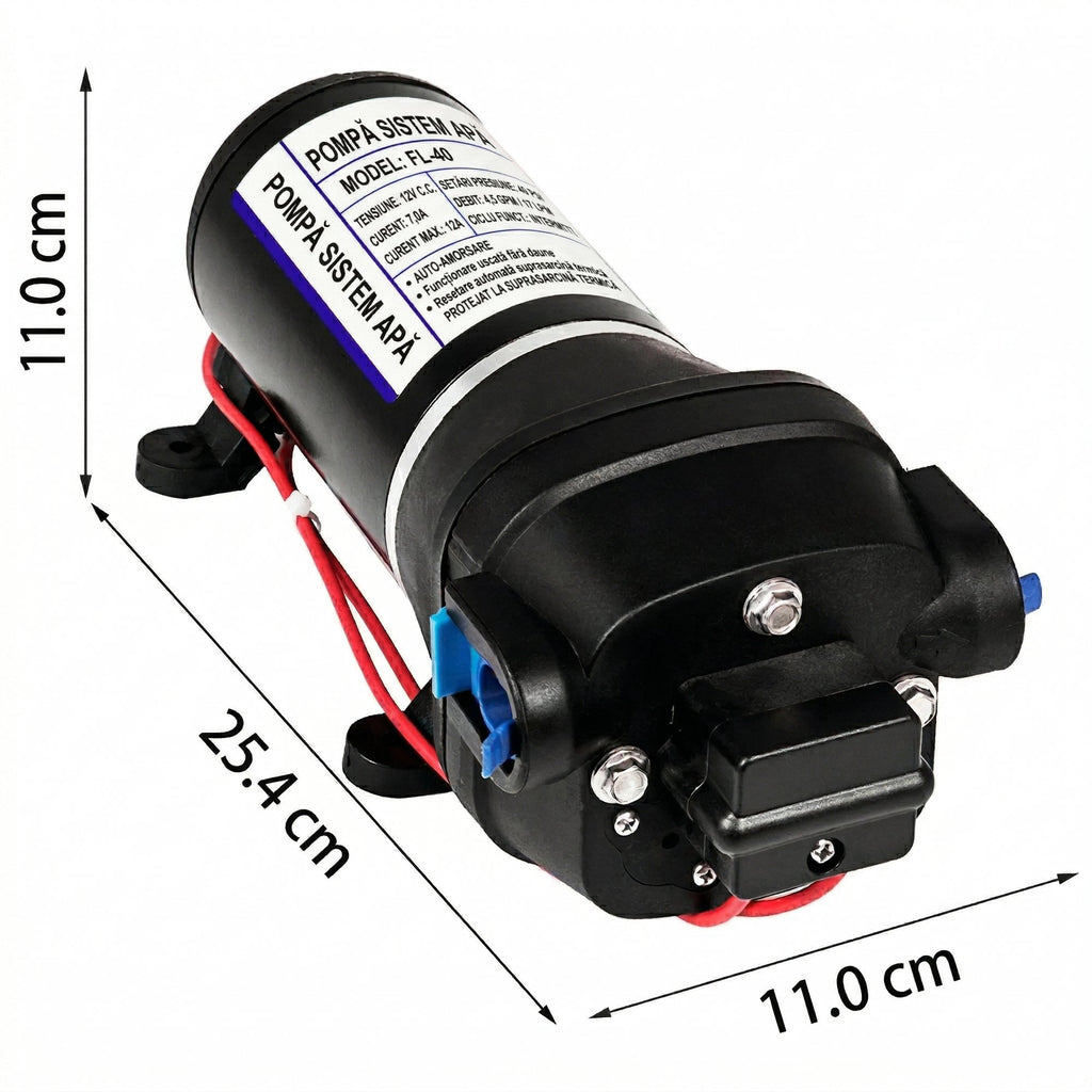 Pompa de Apa cu Diafragma 12V – Autoamorsanta, 17 L/min, Presiune 2.7 Bar 7