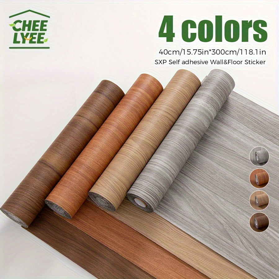 2 Rolls of SXP Selfadhesive Wall Stickers Wood Grain Selfadhesive Roll Material Instant Peel and Stick Selfadhesive Floor Sticker Thickened Model Easy to Renovate Suitable for All Indoor Places 40300cm