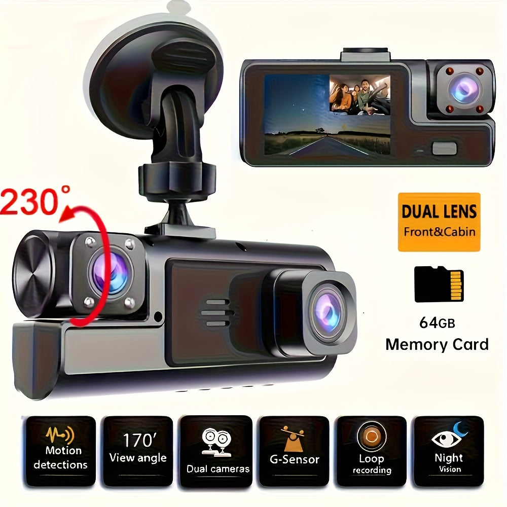 HD Dash Cam 1080P Front  720P Rear Dash Cam with Memory Card Included Optional Without Card