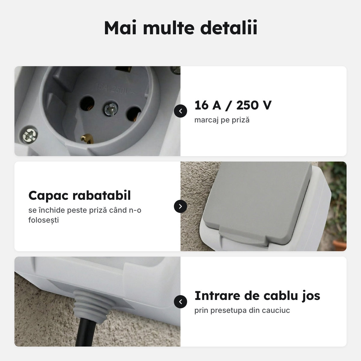Priză aparentă cu capac și împământare, 16 A – Mai multe detalii