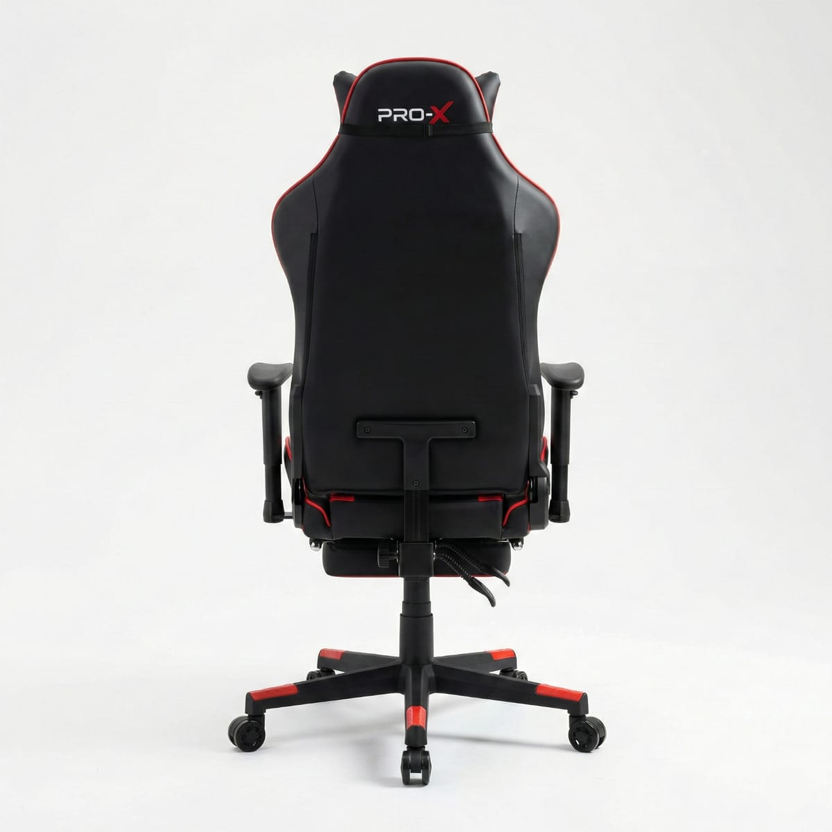 PRO-X COMFORT Scaun Gaming cu Suport pentru Picioare, Negru-Rosu 2