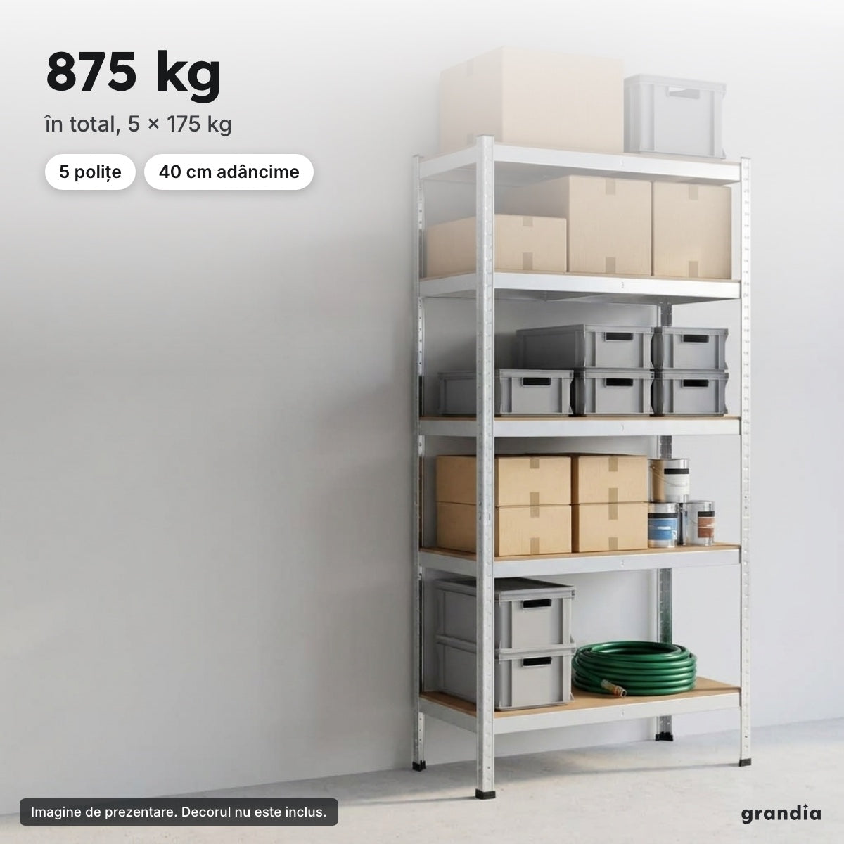 Raft metalic cu polițe MDF, 180 cm – 875 kg
