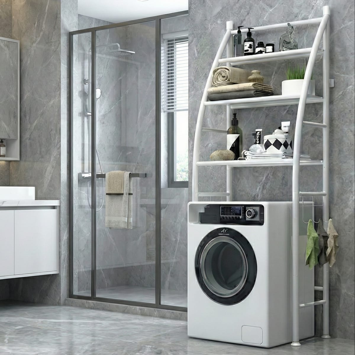 Raft Depozitare Organizator Baie, Toaleta sau Masina de Spalat 160 x 25 x 63 cm 2