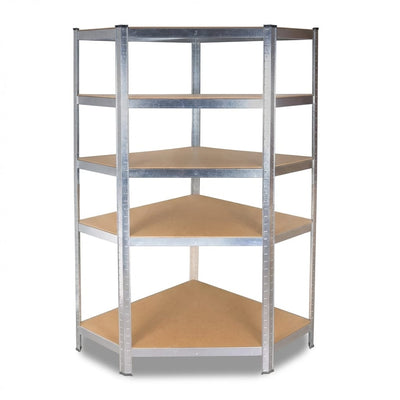 Raft metalic de colt, 5 polițe MDF, cadru oțel galvanizat, 175 kg/poliță, 180×90×40 cm 1