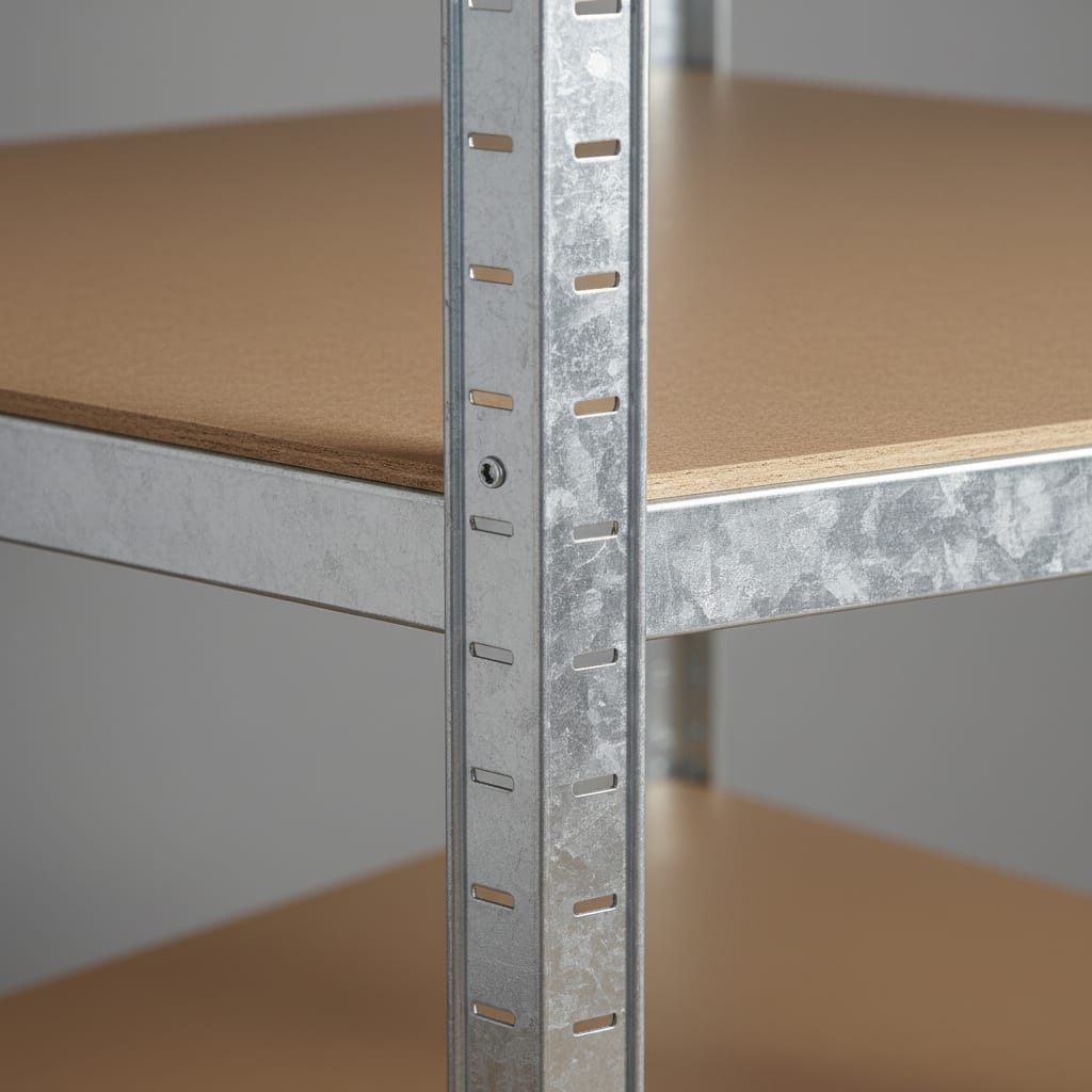 Raft metalic de colt, 5 polițe MDF, cadru oțel galvanizat, 175 kg/poliță, 180×90×40 cm 6