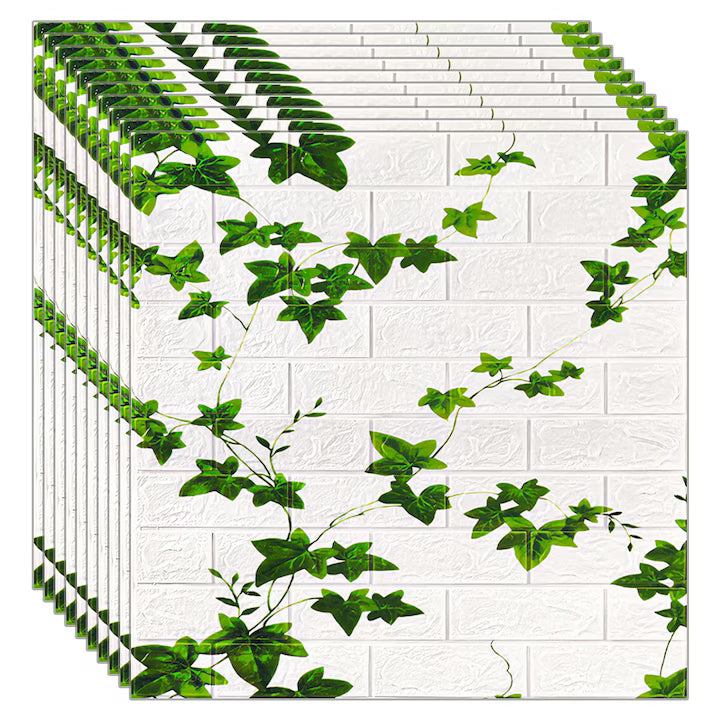 Tapet 3D cărămidă cu iederă 10x panouri autoadezive 4.9mp