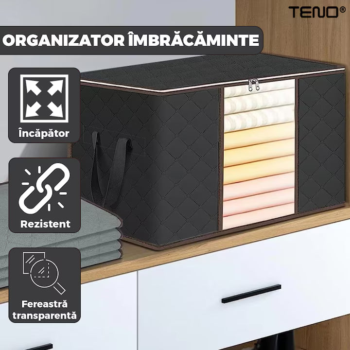 Cutii depozitare 84L pliabile cu fereastră transparentă