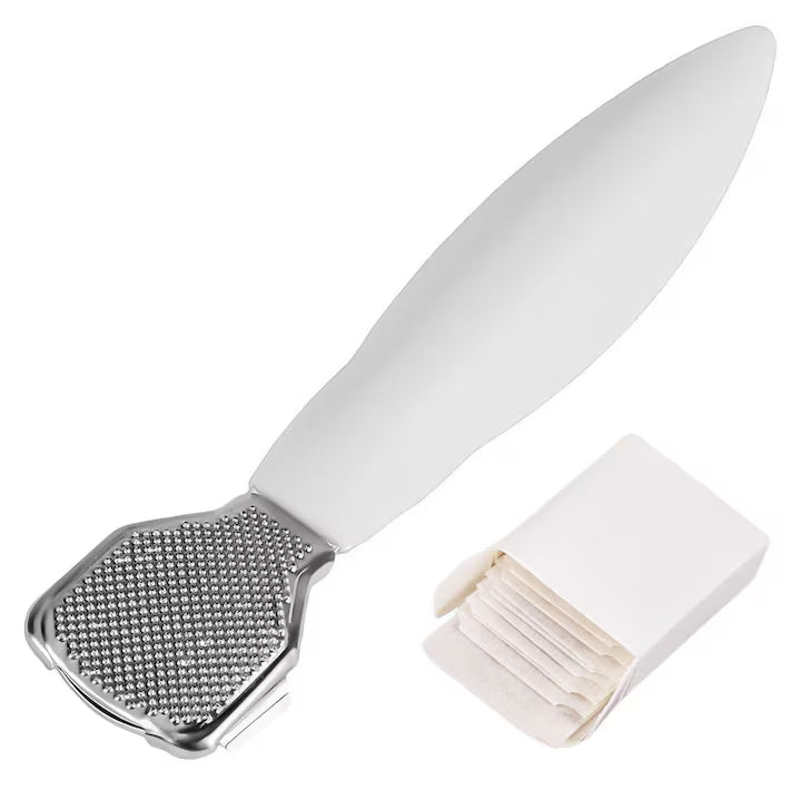 Răzuitor călcâie metalic 14cm alb – pedichiură acasă