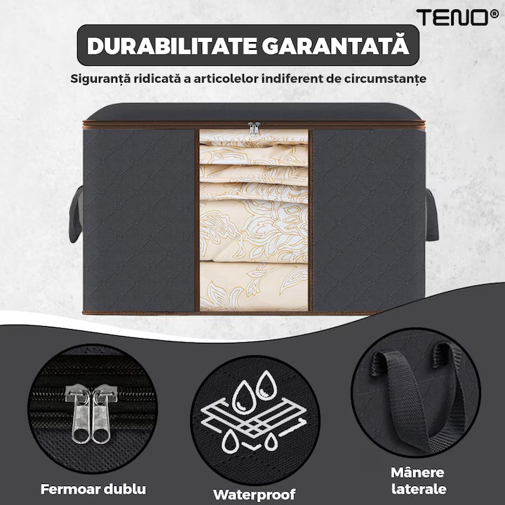 Cutii depozitare 84L pliabile cu fereastră transparentă