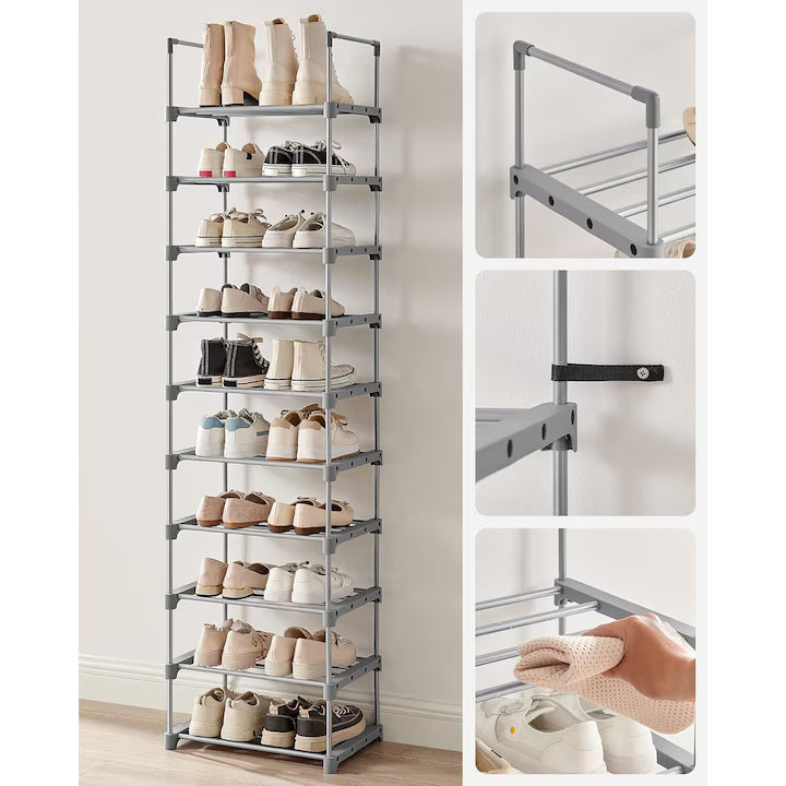 Suport pantofi metalic 10 niveluri, etajera incaltaminte pentru hol si dressing