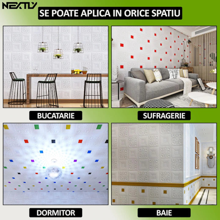 Tapet 3D cărămidă cu iederă 10x panouri autoadezive 4.9mp