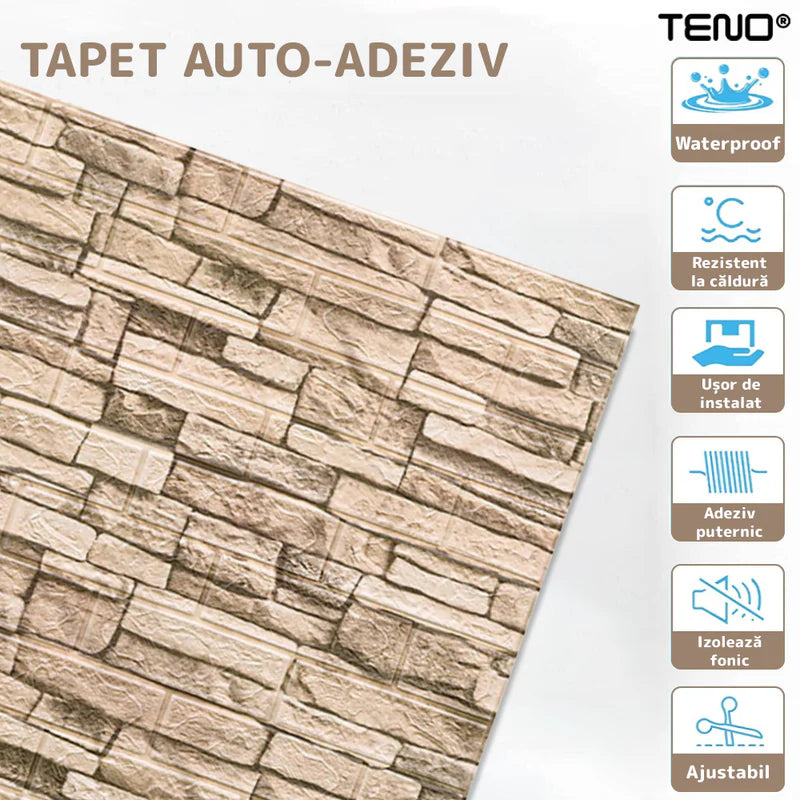 Tapet Autoadeziv 3D Model Cărămidă, Autocolant Decorativ pentru Pereți