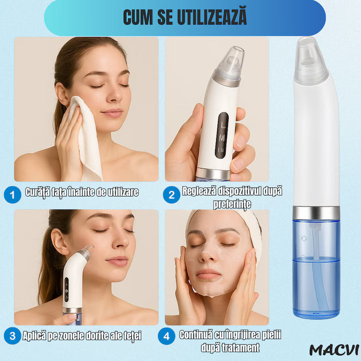 Aparat profesional curatare faciala cu vacuum pentru puncte negre, ingrijire ten, curatare profunda si masaj facial