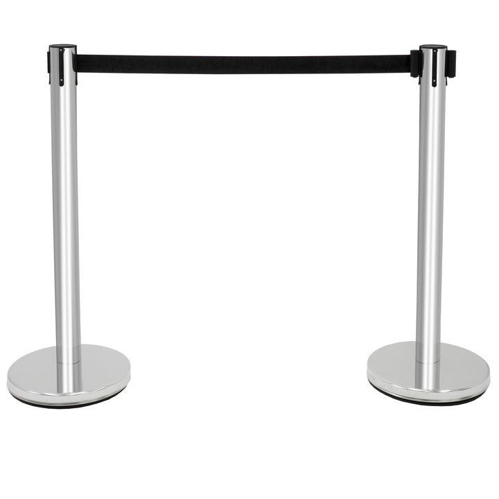 Set 2 Stâlpi de Ghidare cu Bandă Retractabilă 3m, Stâlpi Delimitare Evenimente