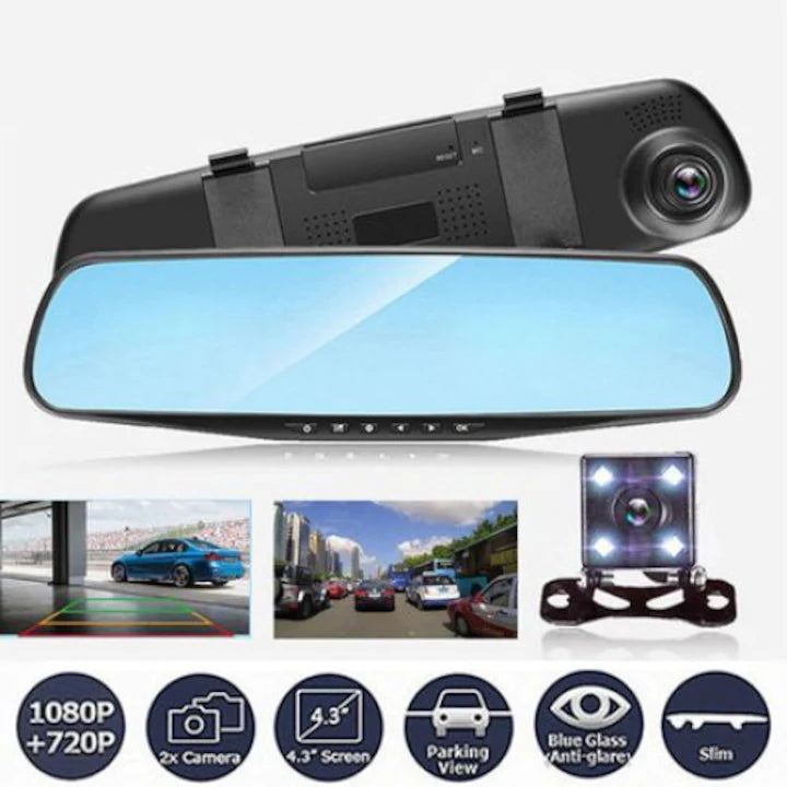 Camera Video Auto Dubla Tip Oglinda Full-HD 1080p