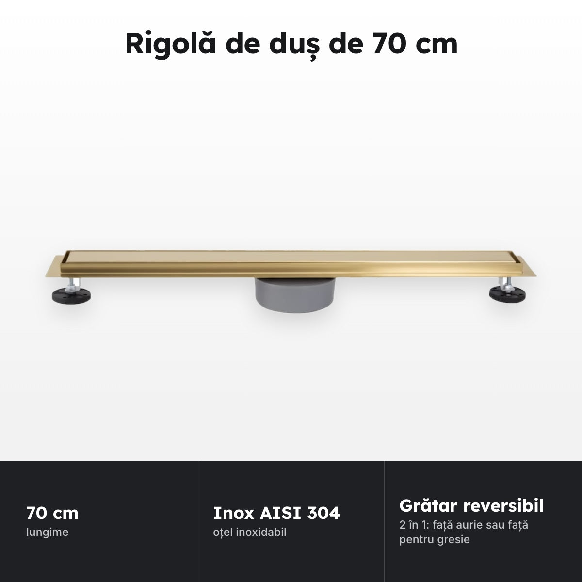 Rigolă de duș 70 cm, auriu – Rigolă de duș de 70 cm