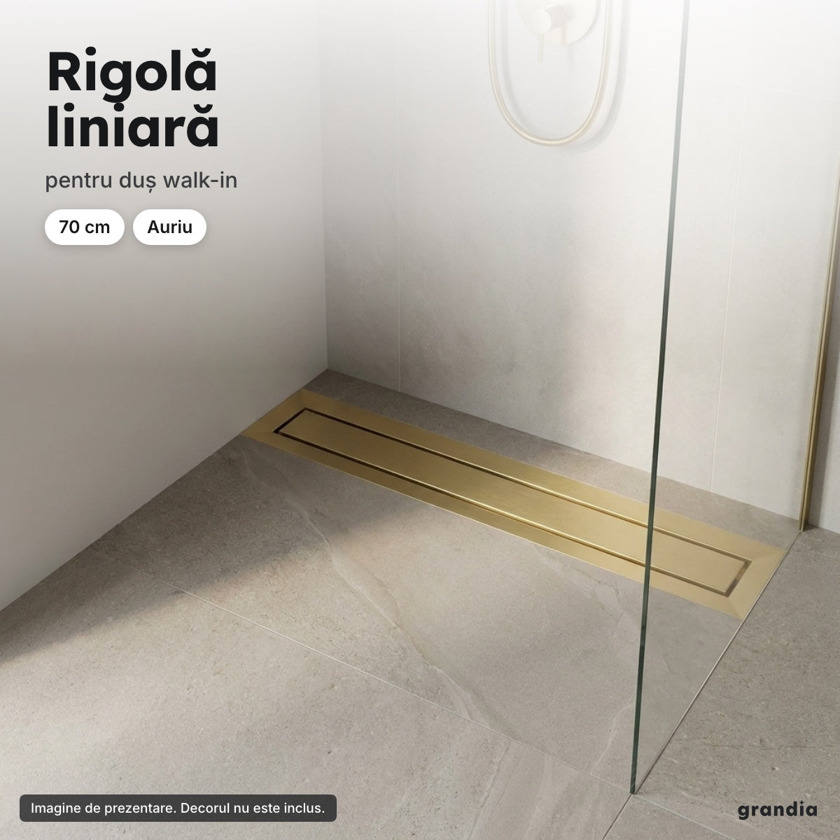 Rigolă de duș 70 cm, auriu – Rigolă liniară
