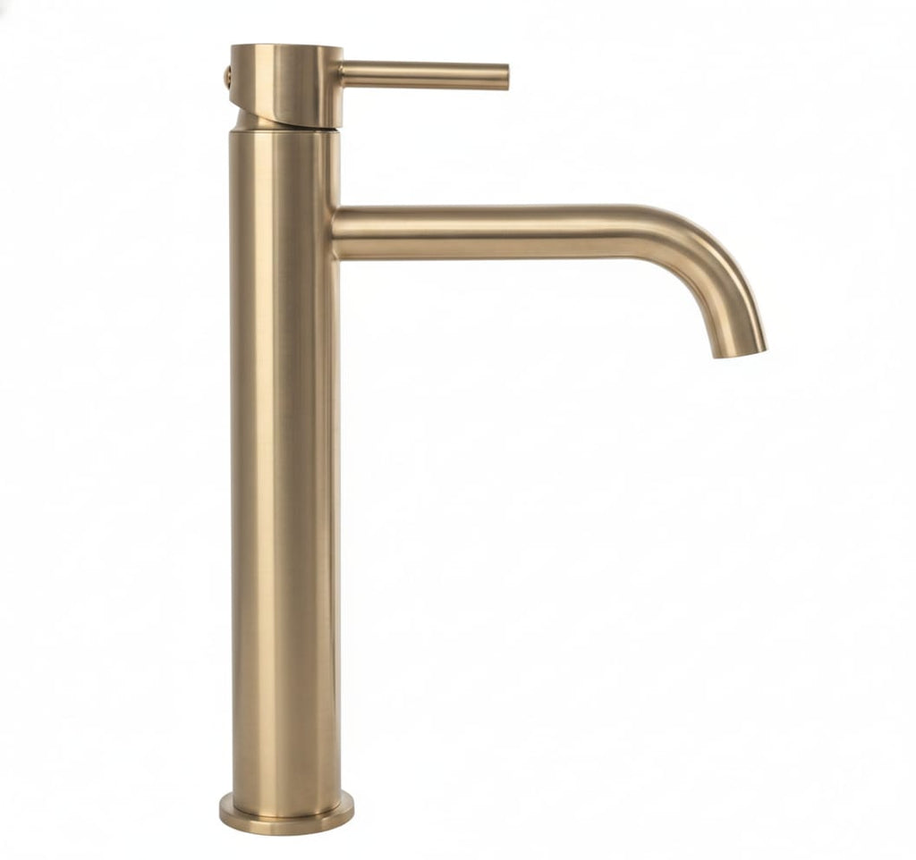 Robinet Lavoar Gold (Auriu) Inalt, montaj pe blat, design modern elegant finisaj lucios
