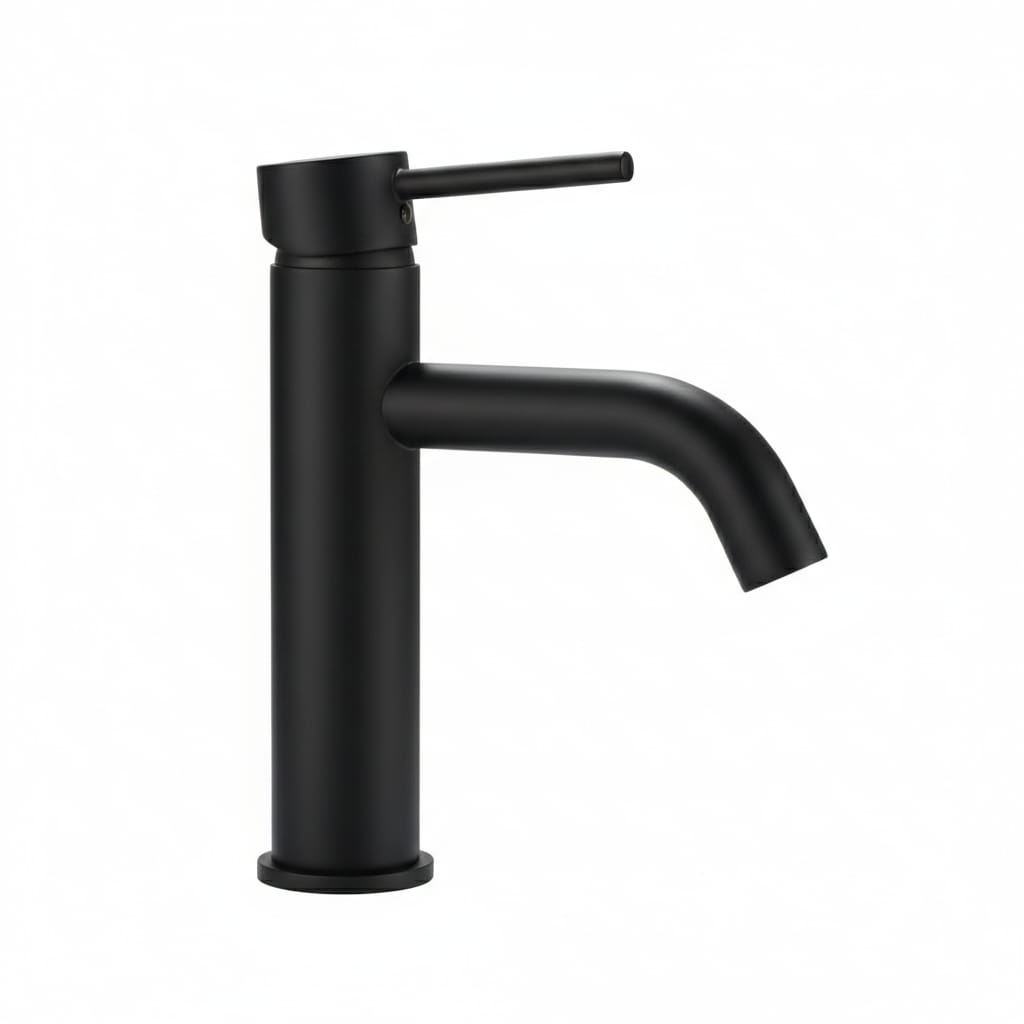 Robinet Lavoar Negru mat black low, montaj pe blat, design modern, înaltime joasa 1