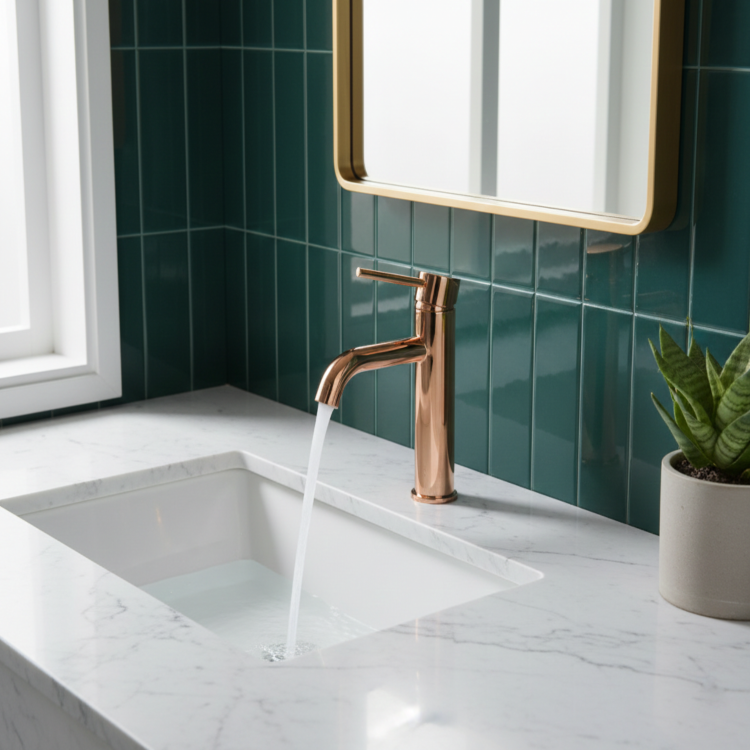 Baterie Lavoar Cupru Copper High, Montaj pe Blat, Design Elegant Premium