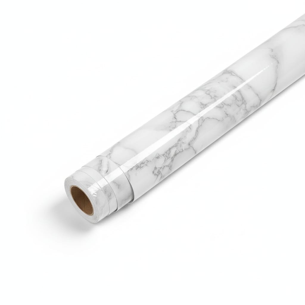 Rola tapet PVC autoadeziv 60x300 cm – marmura alb cu gri - Imagine 2