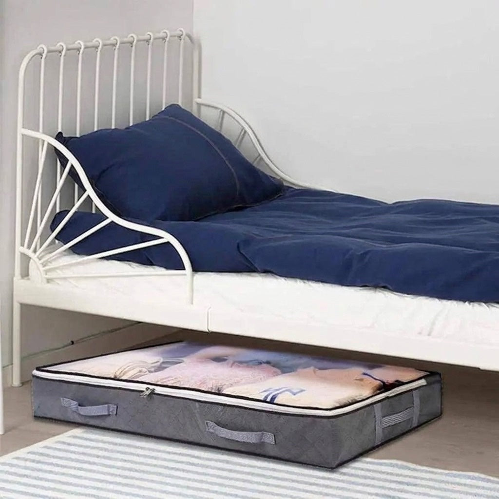 Cutie de depozitare pliabila pentru haine, 100 x 50 cm, protectie anti-praf si organizare sub pat 5