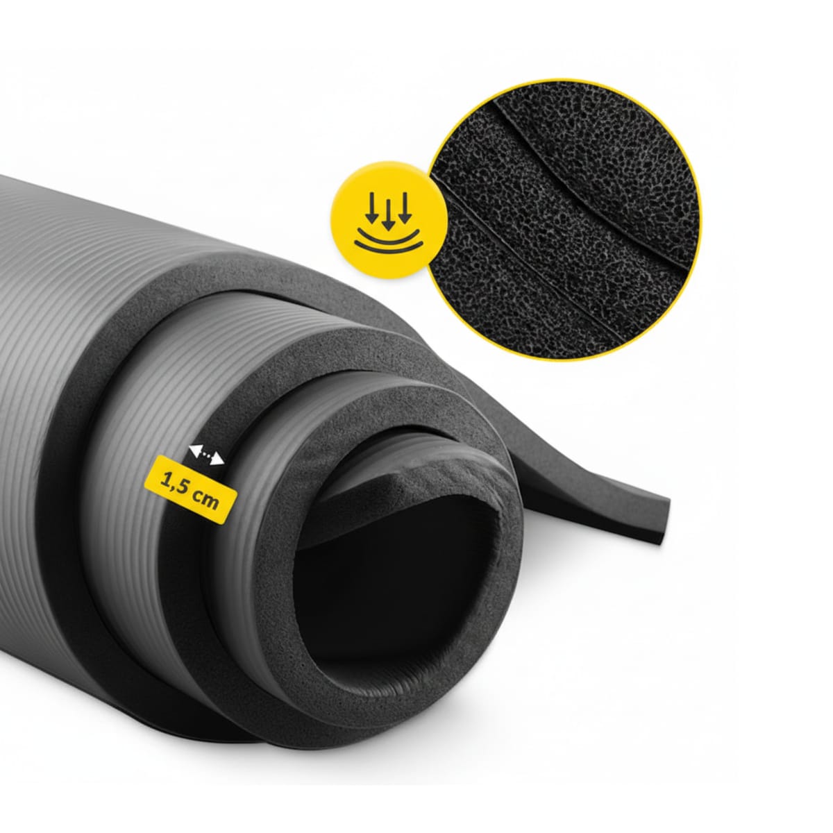 Saltea Fitness NBR 1.5 cm, Antiderapantă, Neagră, Versatilă pentru Exerciții Multiple 2