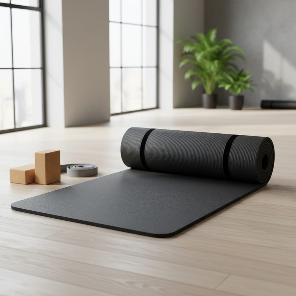 Saltea Fitness NBR 1.5 cm, Antiderapantă, Neagră, Versatilă pentru Exerciții Multiple 4