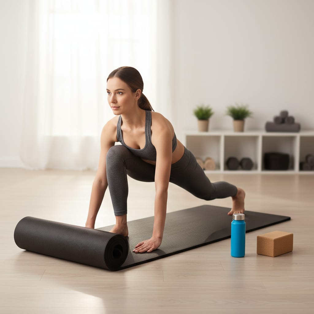 Saltea Fitness NBR 1.5 cm, Antiderapantă, Neagră, Versatilă pentru Exerciții Multiple 5