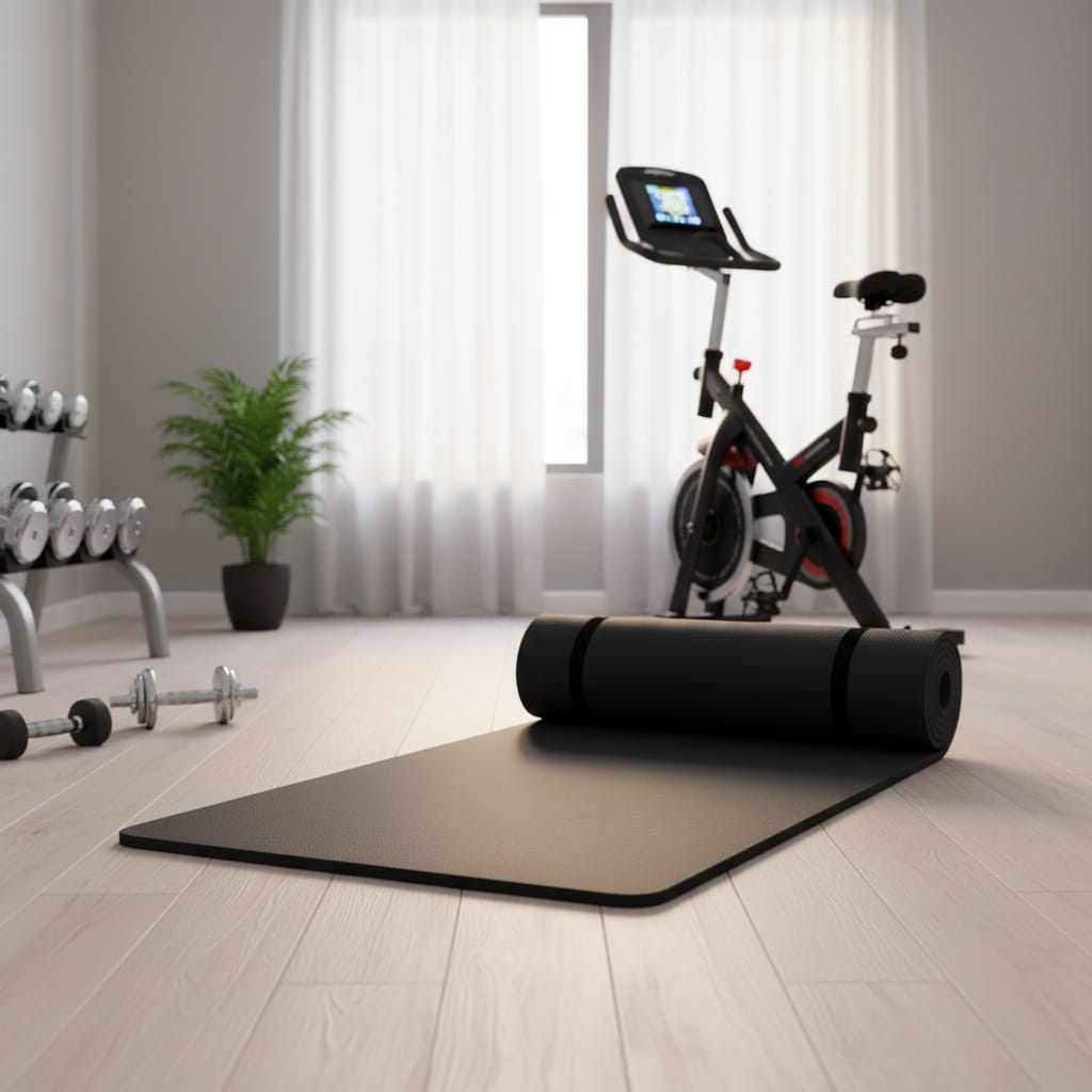 Saltea Fitness NBR 1.5 cm, Antiderapantă, Neagră, Versatilă pentru Exerciții Multiple 7