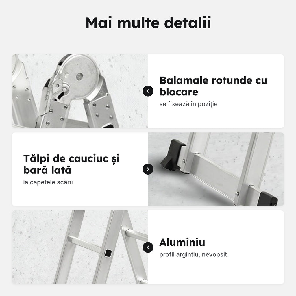 Scară articulată din aluminiu, 12 trepte – Mai multe detalii