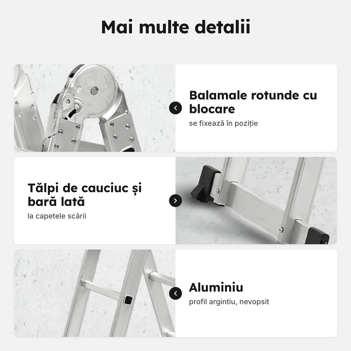 Scară articulată din aluminiu, 12 trepte – Mai multe detalii