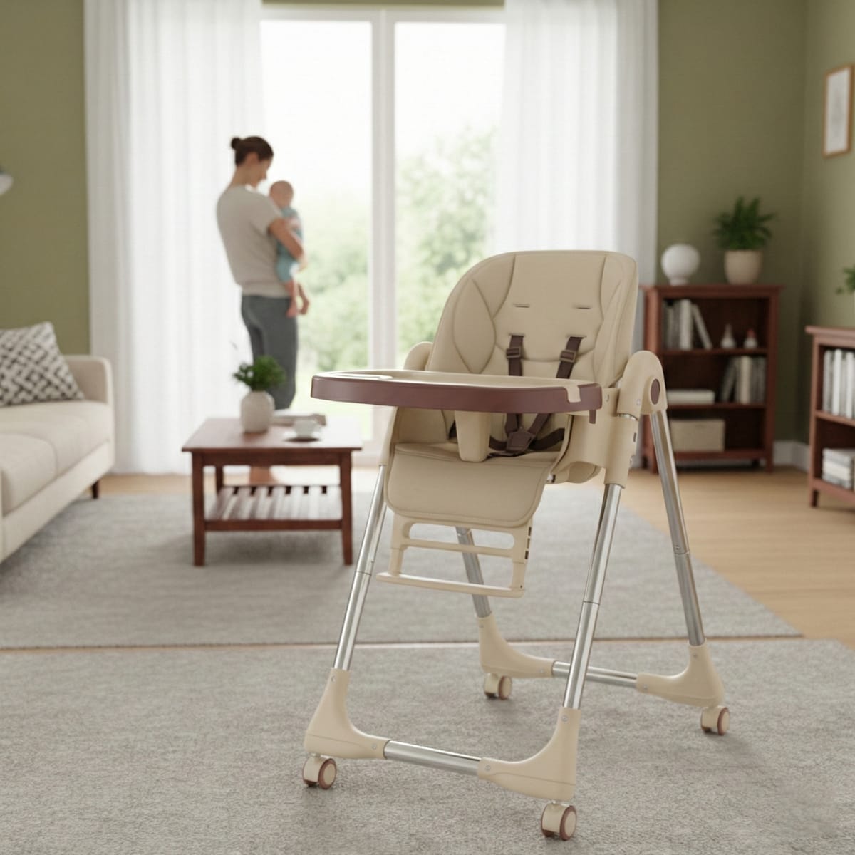 Scaun de masa bebe, pentru hranire, joaca si calatorii, pliabil, usor de transportat 2