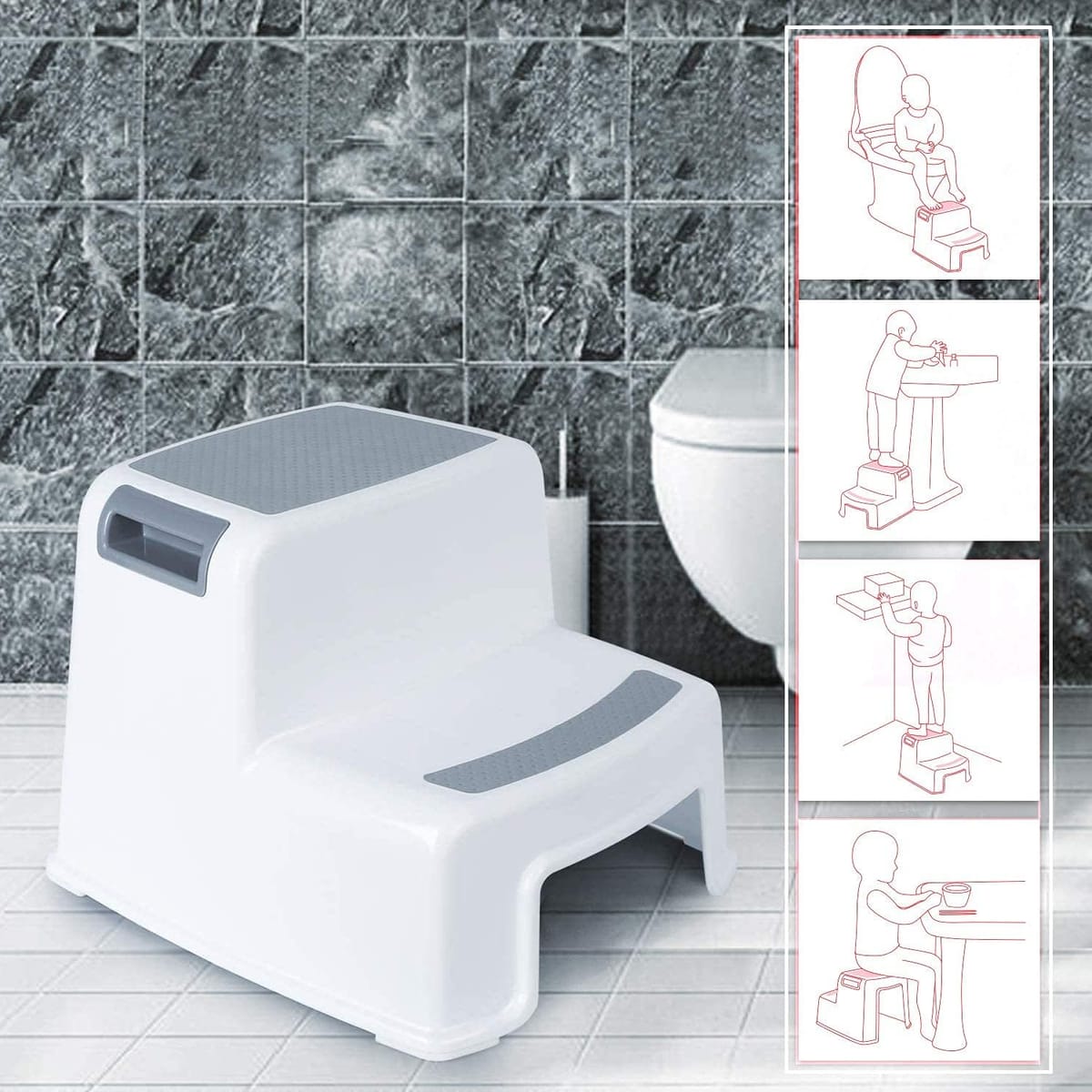Scaun Inaltator pentru copii 2 trepte antiderapant, baie si bucatarie 2
