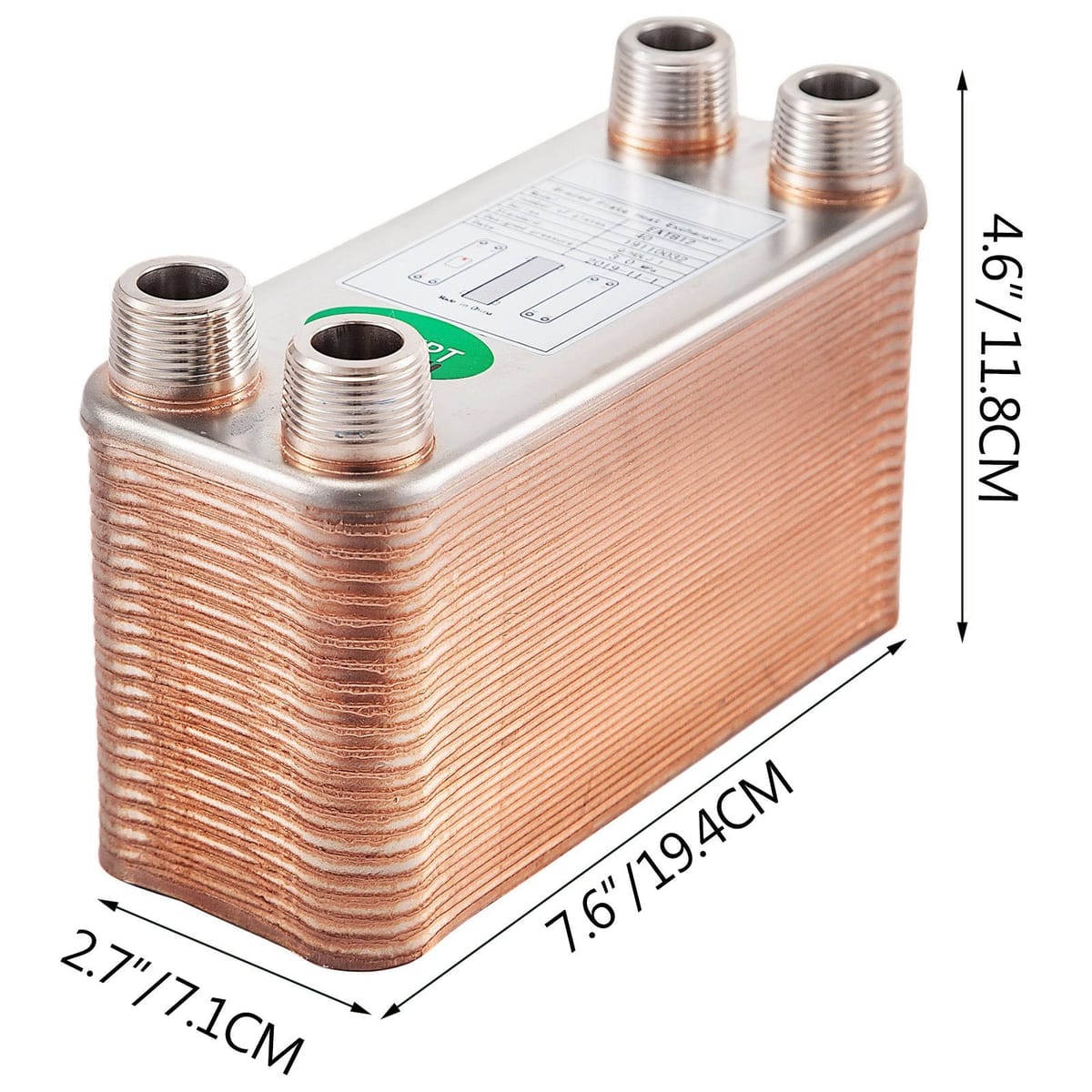 Schimbator de Caldura Placi Inox 316L, 40 Placi, Conexiuni 3/4” MNPT, Compact 8