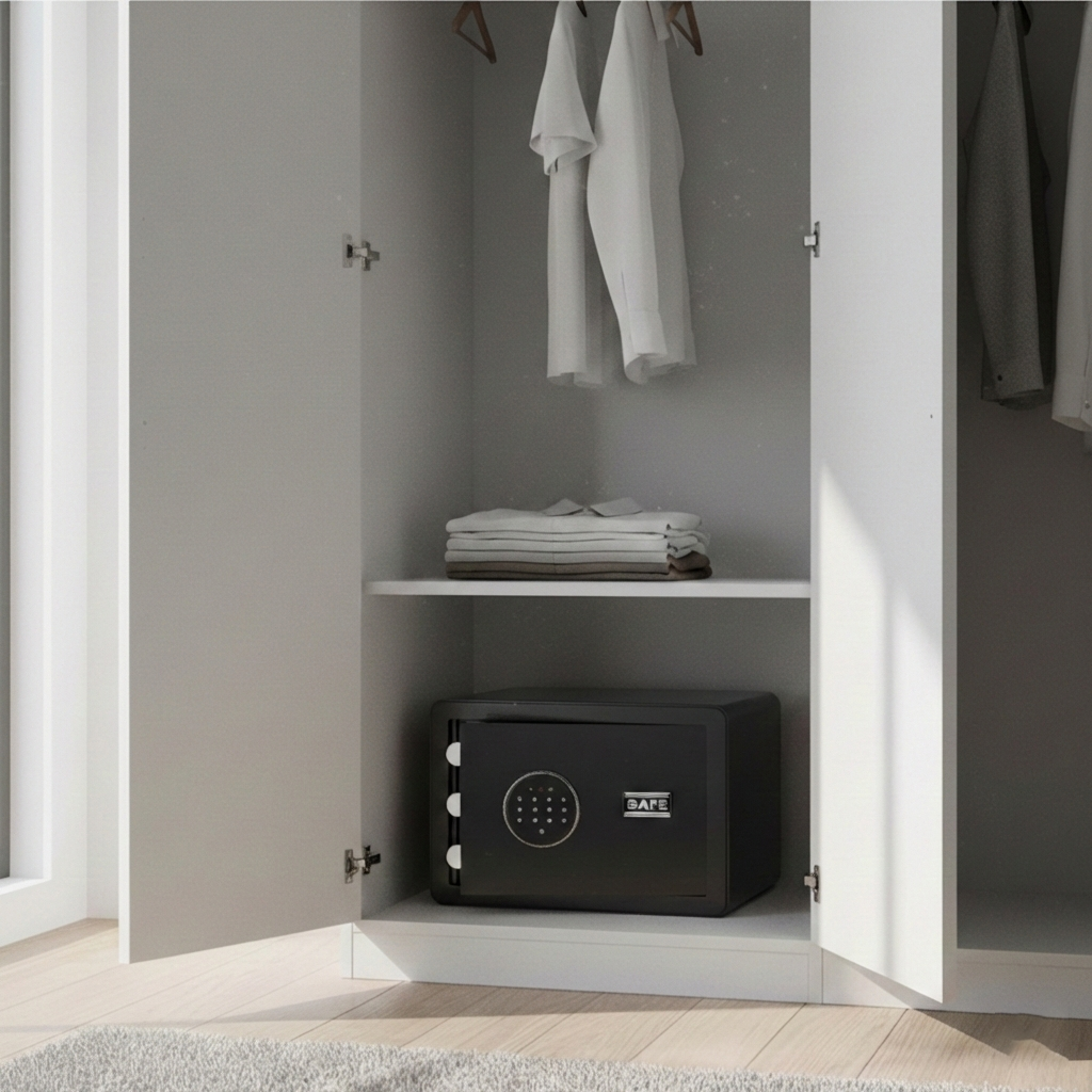 Seif Hotelier din Otel, Inchidere Electronica cu Cod si Cheie de Urgenta, Negru