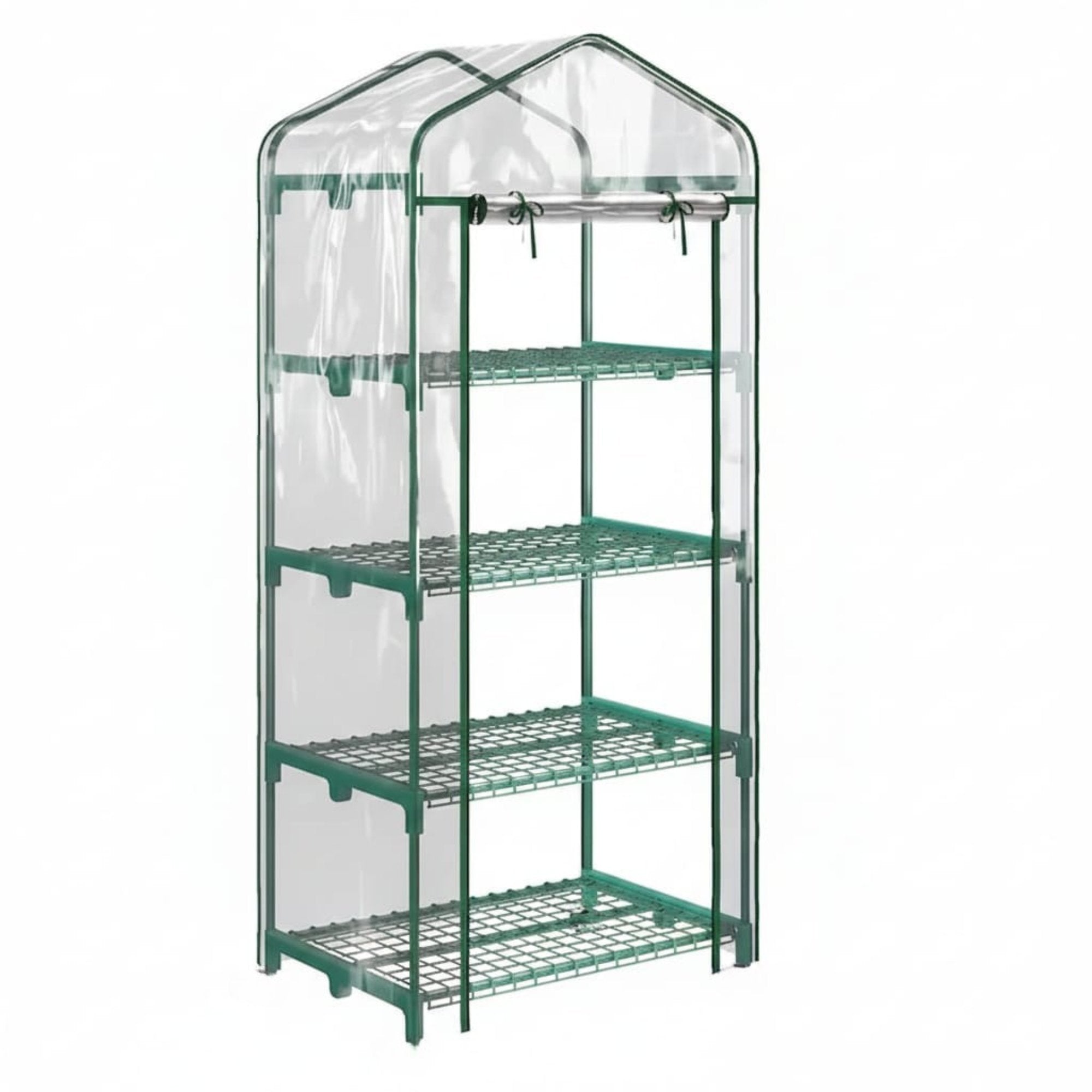 Sera verticala pentru plante cu rastel cu 4 rafturi, structura din otel si PVC alb, pentru balcon si terasa, 69x50x165 cm 1