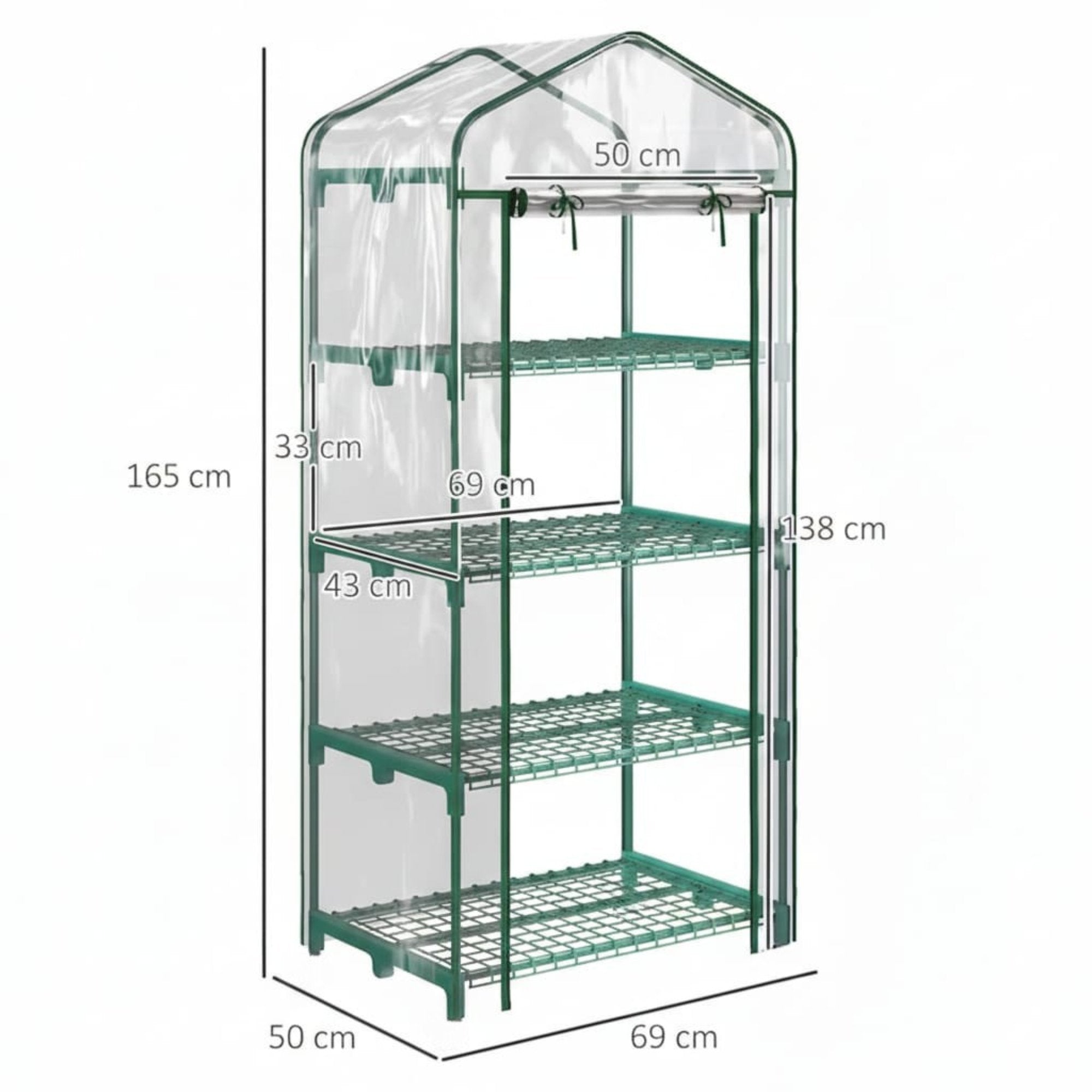 Sera verticala pentru plante cu rastel cu 4 rafturi, structura din otel si PVC alb, pentru balcon si terasa, 69x50x165 cm 2