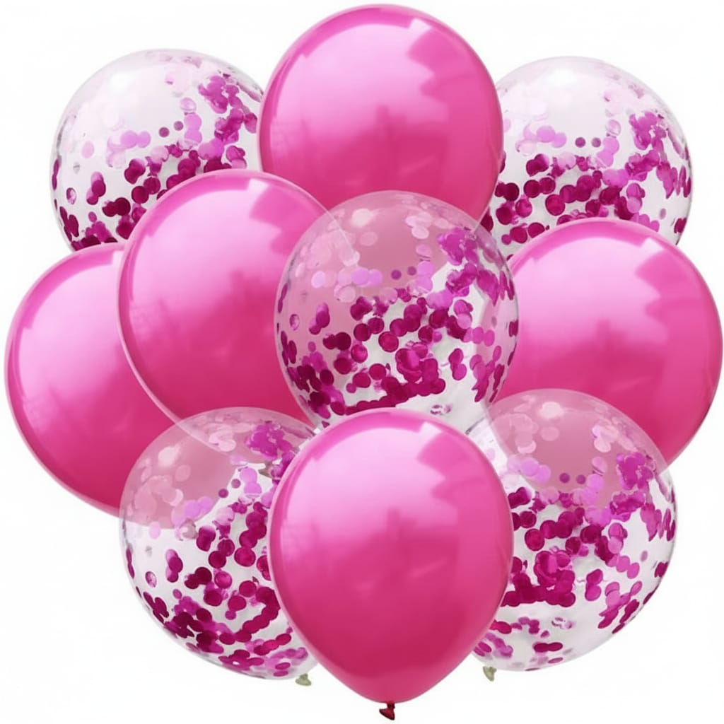 Set 10 Baloane din Latex, Flippy, Model Party Confetti, 5 x Confetti, 5 x Roz 1