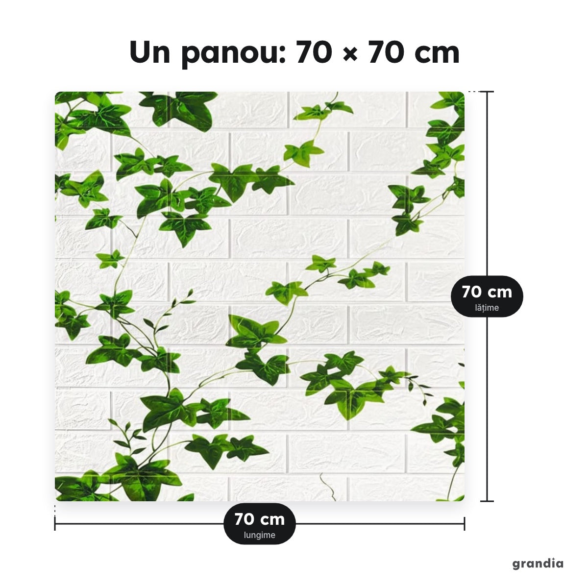 Set 10 panouri 3D cărămidă cu iederă – Un panou: 70 × 70 cm