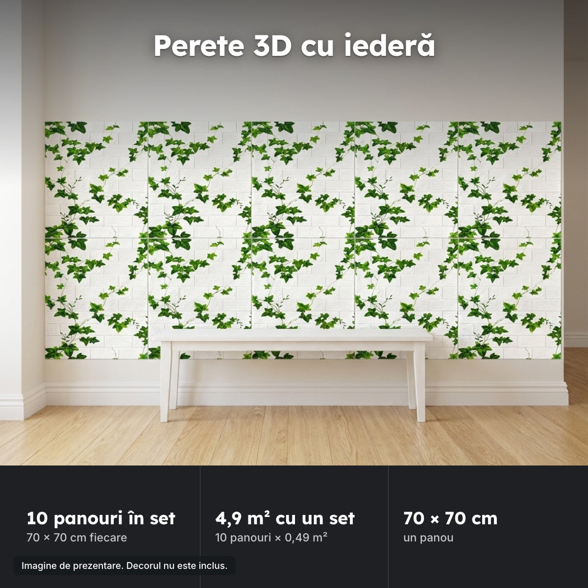 Set 10 panouri 3D cărămidă cu iederă – Perete 3D cu iederă