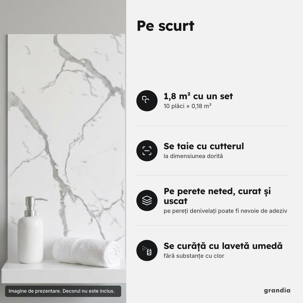 Set 10 plăci marmură 30×60, 2 mm – Pe scurt